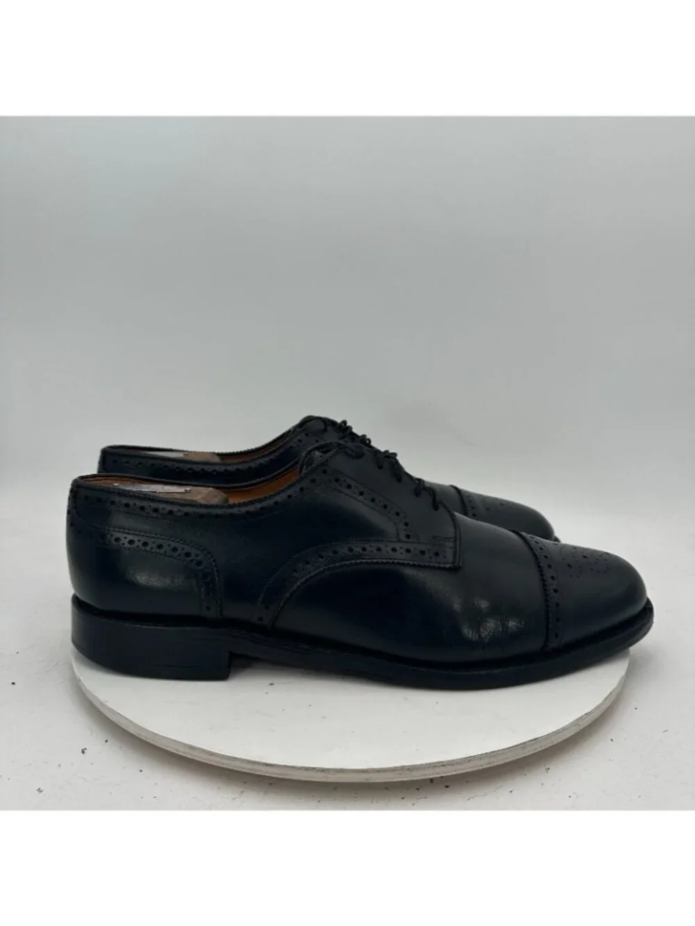 Allen Edmonds Lexington Men Size 12D Black Wingtip Cap Toe Derby Dress Shoes